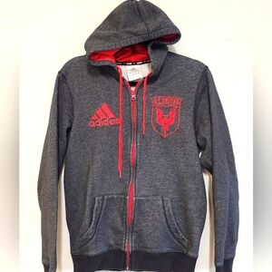 Adidas DC United 2010 Vintage Zip Up Hoodie Small Grey